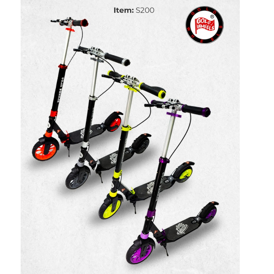 Scooter de aluminio(Naranja)(Negro)(Amarillo)(Morado) - gold wheels