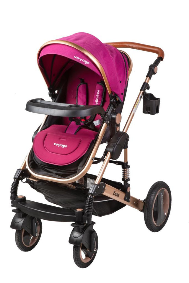 Coche Cuna Rosado Travel System Voyage Zeus + Porta Bebé