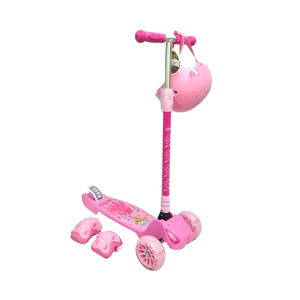 Scooter Infantil Carro + Kit de Protección Mujer (Rosado) - OKA