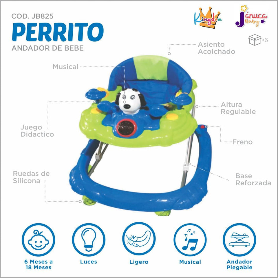 Andador Verde Para Bebé (modelo perro) - KINGDOM